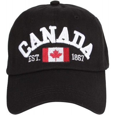 Baseball Caps Cotton Baseball Cap Canada Maple Flag Embroidery LX1382 - Black - CL12J91KSXL $15.87