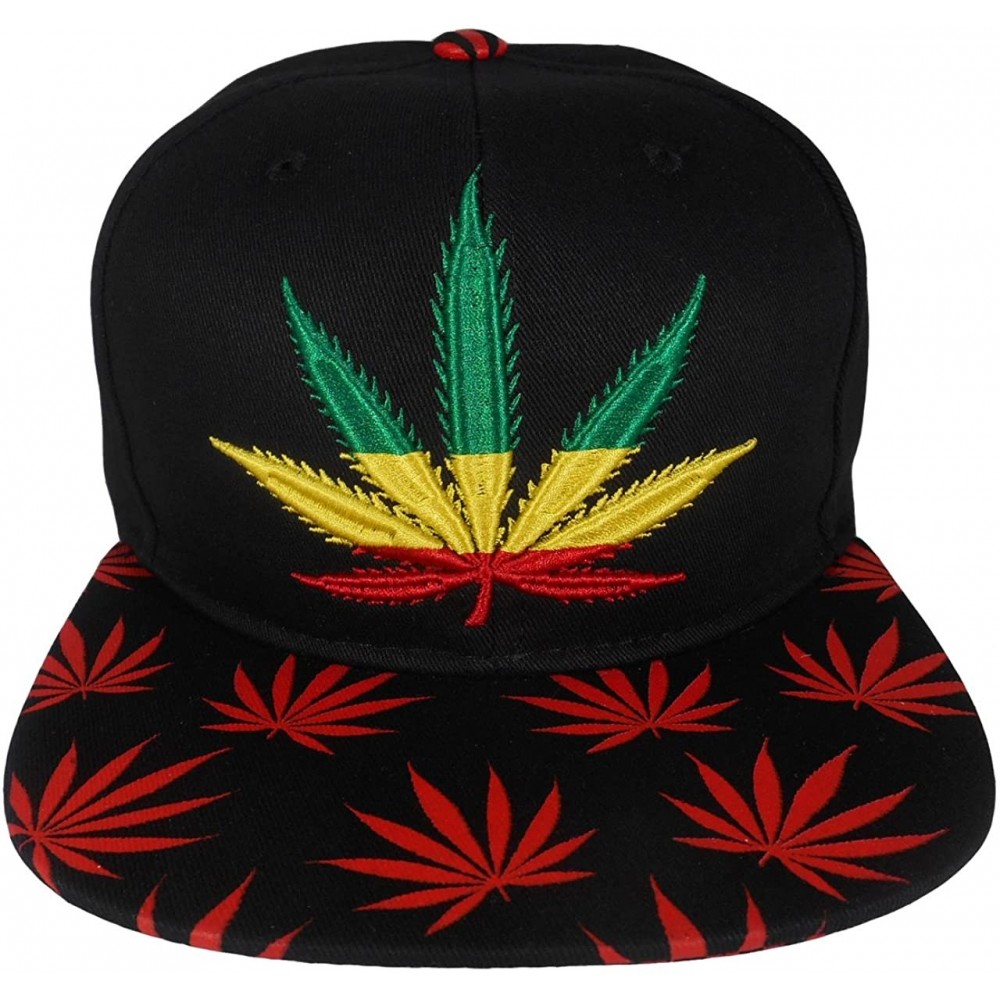 Baseball Caps Marijuana Weed Leaf Cannabis Snapback Hat Cap - Leaf Rasts/Red - CN121QXYHE1 $17.09