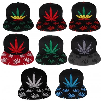 Baseball Caps Marijuana Weed Leaf Cannabis Snapback Hat Cap - Leaf Rasts/Red - CN121QXYHE1 $17.09