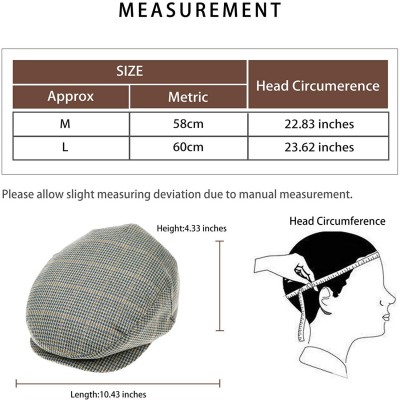 Newsboy Caps Newsboy Hats Men Flat Cap Gatsby Snap Classic Herringbone Twill Vintage 8 Panel Hat - Plaid02(85123 - CF18A798YO...