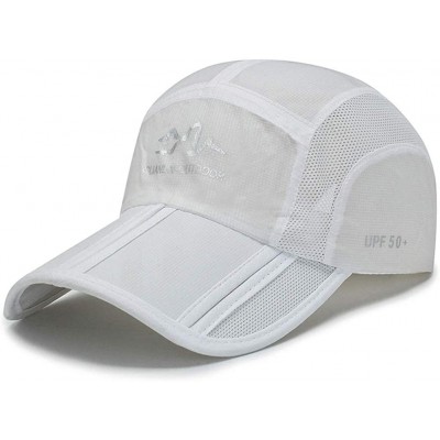 Baseball Caps Men's Foldable Lightweight Quick Dry Breathable Sports Mesh Baseball Caps - White - C718TG87EZH $9.96