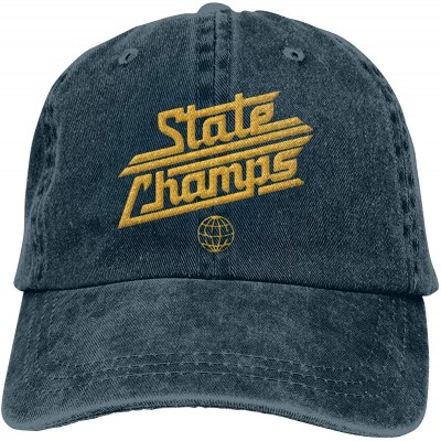 Baseball Caps State Champs Band Hat Adjustable Vintage Washed Denim Baseball Cap Unisex - Navy - CX18YZM0OLU $17.89