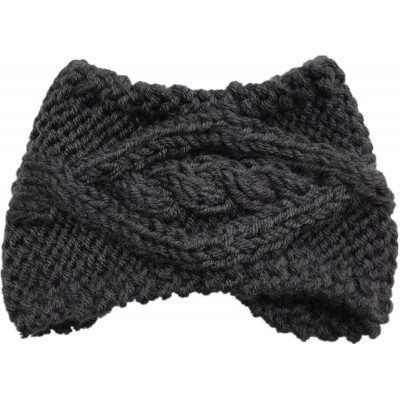 Headbands Women Knitted Bow Headband Crochet Hairband Winter Ear Warmer Headwrap (N77) - Gray 2 - CJ120PLK9AZ $19.66