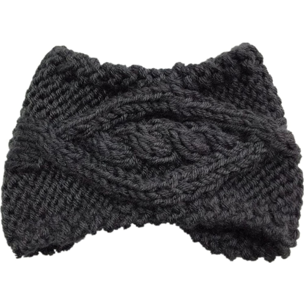 Headbands Women Knitted Bow Headband Crochet Hairband Winter Ear Warmer Headwrap (N77) - Gray 2 - CJ120PLK9AZ $19.66
