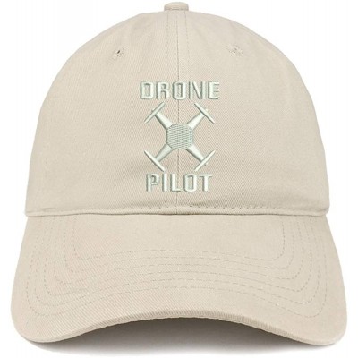 Baseball Caps Drone Operator Pilot Embroidered Soft Crown 100% Brushed Cotton Cap - Stone - CN17YTN680N $20.76