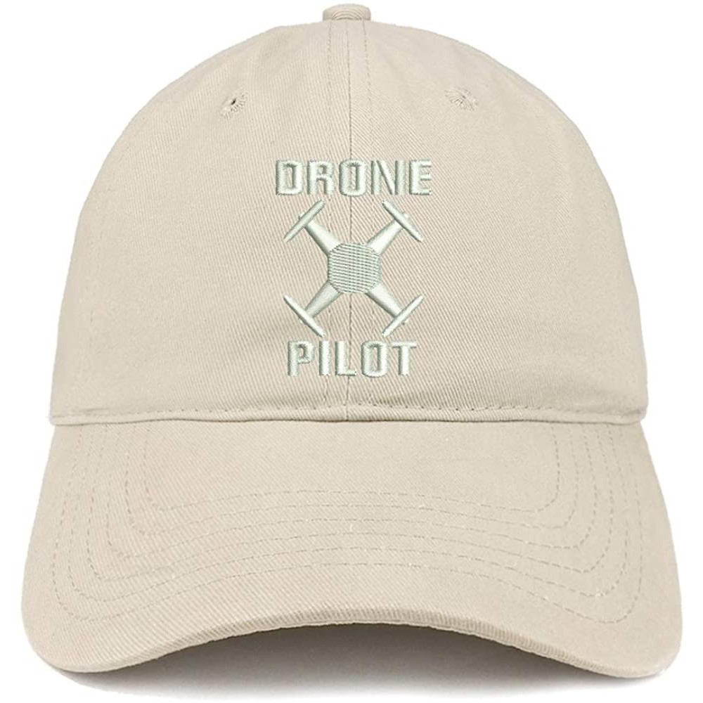 Baseball Caps Drone Operator Pilot Embroidered Soft Crown 100% Brushed Cotton Cap - Stone - CN17YTN680N $20.76