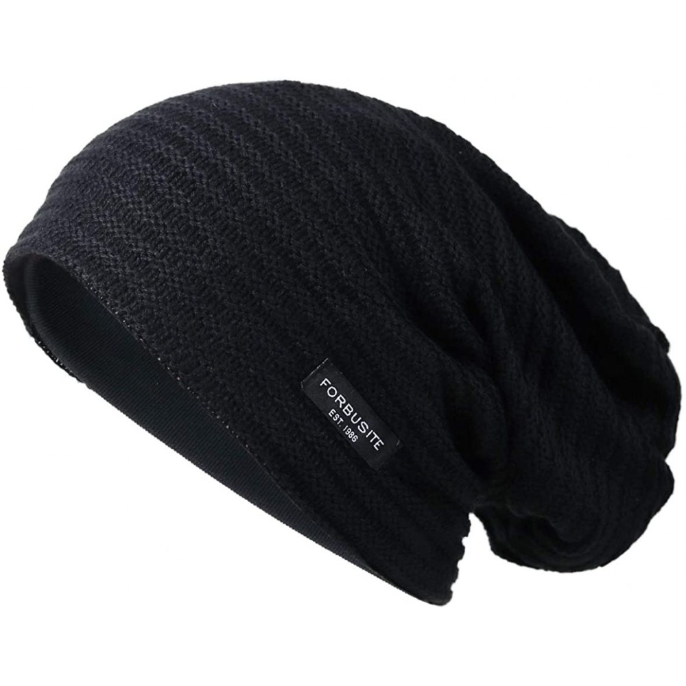 Skullies & Beanies Men Slouch Beanie Knit Long Oversized Skull Cap for Winter Summer N010 - B307-black - CD18YGANG2Q $7.36