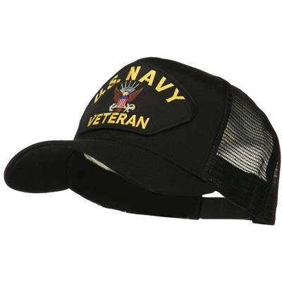 Baseball Caps US Navy Veteran Military Patch Mesh Back Cap - Black - CM11MJ3QUV1 $17.55