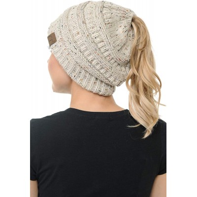 Skullies & Beanies Cable Knit Beanie Messy Bun Ponytail Warm Chunky Hat - Multi 31 - CL18Y6I5Q6D $11.08
