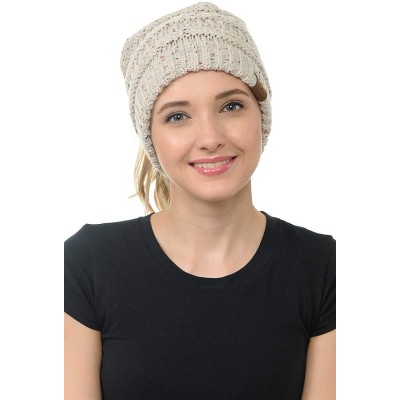 Skullies & Beanies Cable Knit Beanie Messy Bun Ponytail Warm Chunky Hat - Multi 31 - CL18Y6I5Q6D $11.08