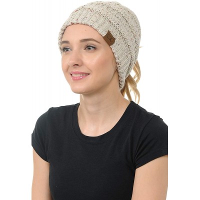 Skullies & Beanies Cable Knit Beanie Messy Bun Ponytail Warm Chunky Hat - Multi 31 - CL18Y6I5Q6D $11.08