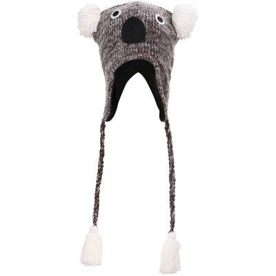 Skullies & Beanies Adult's Fun Animal Knitted Winter Beanie Hat w/Ear Flaps - Koala - CW185RGKHY3 $10.28