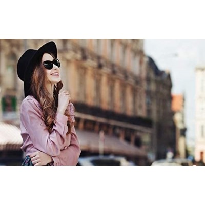 Fedoras Women Lady Vintage Retro Wide Brim Wool Fedora Hat Panama Cap with Belt Buckle - Purple - CT18A72Z6Z9 $16.58