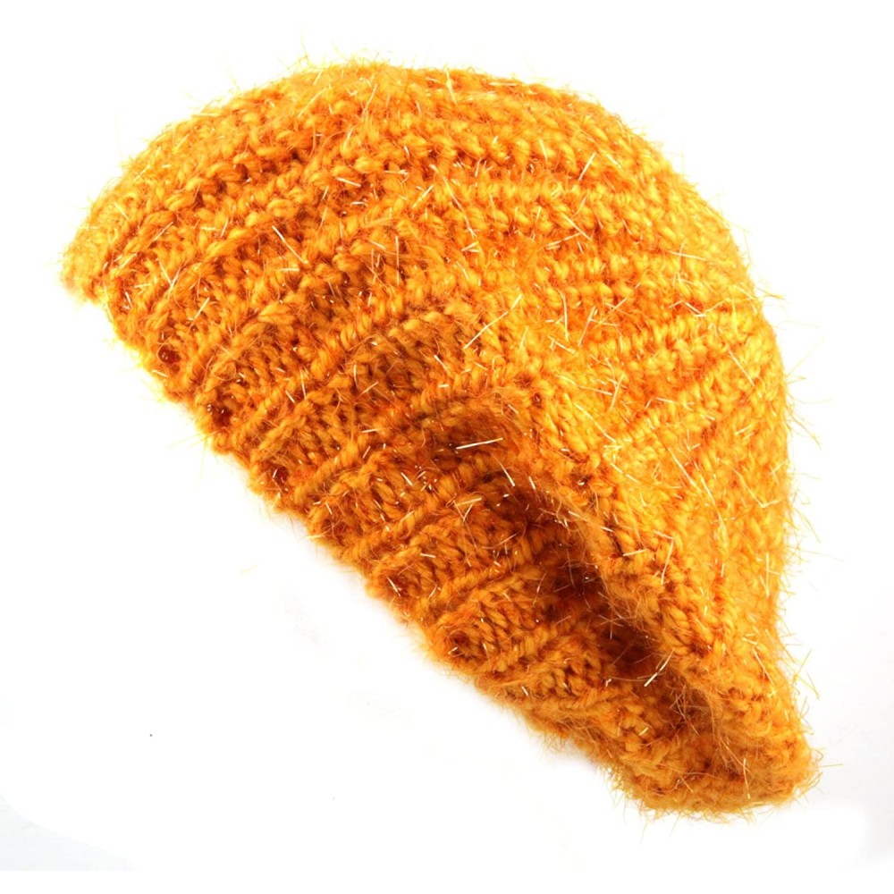 Berets Glitter Tam Beret Hat - Orange - CO12745C9YP $10.01