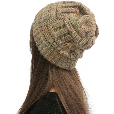 Skullies & Beanies New Women Keep Warm Winter Casual Knitted Hat Wool Hemming Hat Ski Hat - Khaki4 - C41932MO8K6 $9.04