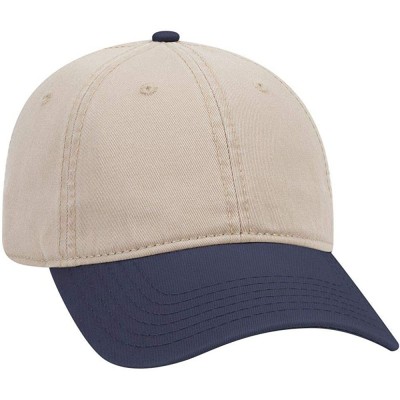 Sun Hats 6 Panel Low Profile Garment Washed Superior Cotton Twill - Nvy/Kha - CE180D2SH0K $13.84