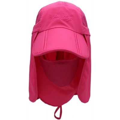 Sun Hats Kids Sun Protection Hat Lightweight Mesh Flap Cap Quick Dry Detachable - Rose Red - CW18E7QC4G2 $11.95
