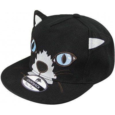 Baseball Caps Cute Cat Theme Baseball Caps Large Visor Cotton Sun Hats Casual Costume Caps - Black - CZ183D7MU8E $14.83