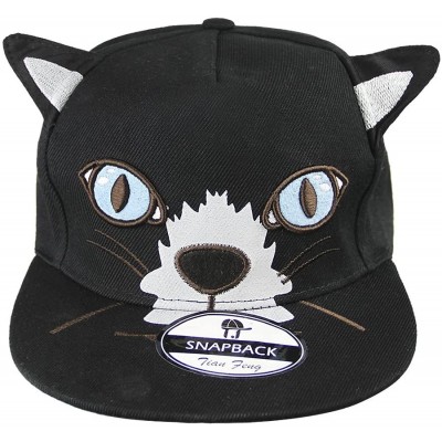 Baseball Caps Cute Cat Theme Baseball Caps Large Visor Cotton Sun Hats Casual Costume Caps - Black - CZ183D7MU8E $14.83