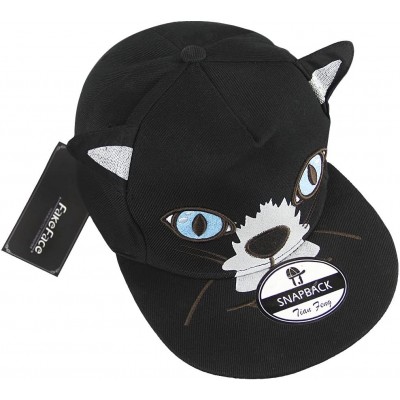 Baseball Caps Cute Cat Theme Baseball Caps Large Visor Cotton Sun Hats Casual Costume Caps - Black - CZ183D7MU8E $14.83