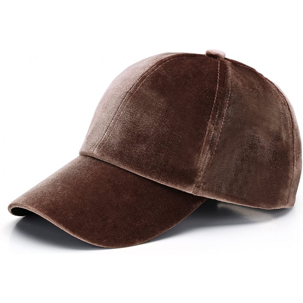 Baseball Caps Unisex Crushed Velvet Basketball Cap Adjustable Sports Hat - Brown - CQ17YIGSCOK $13.39