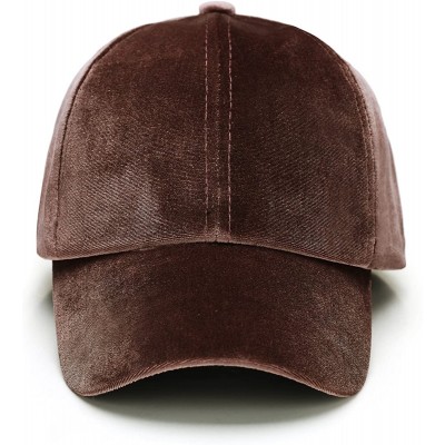 Baseball Caps Unisex Crushed Velvet Basketball Cap Adjustable Sports Hat - Brown - CQ17YIGSCOK $13.39