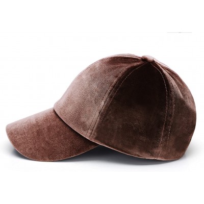 Baseball Caps Unisex Crushed Velvet Basketball Cap Adjustable Sports Hat - Brown - CQ17YIGSCOK $13.39