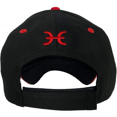 Baseball Caps 100% Cotton Baseball Cap Zodiac Embroidery One Size Fits All for Men and Women - Pisces/Red - CX18RMK9M7Z $15.50