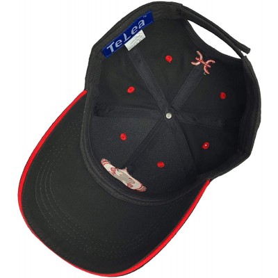 Baseball Caps 100% Cotton Baseball Cap Zodiac Embroidery One Size Fits All for Men and Women - Pisces/Red - CX18RMK9M7Z $15.50