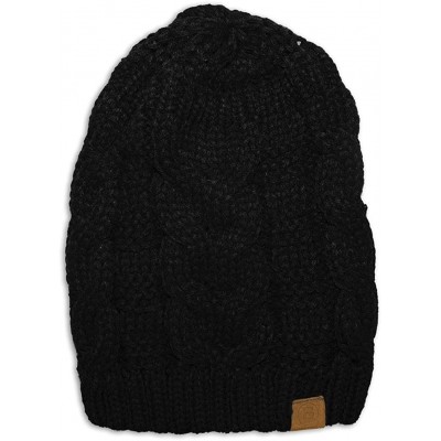 Skullies & Beanies Unisex Warm Chunky Soft Stretch Cable Knit Beanie Cap Hat (Black/Melage Red 102-2pk) - C012NYJ5J5H $11.81