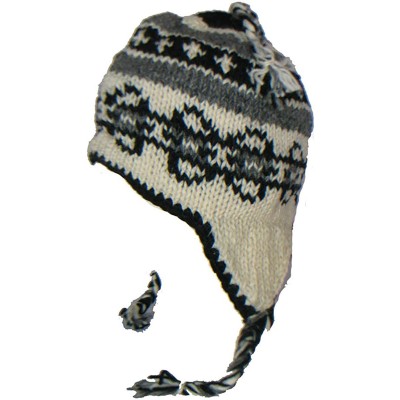 Skullies & Beanies Womens/Youth Wool Chullo Fleece Lined Ski Hat Toque Ear Flaps Knit Nepal Sherpa Peruvian Beanie - CN111O08...