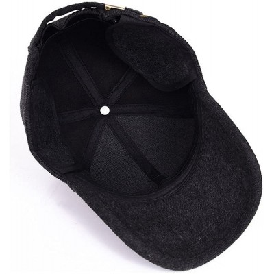 Baseball Caps Men's Winter Warm Wool Tweed Peaked Baseball Caps Hat with Fold Earmuffs Warmer - Gentleman Coffee - CR12O1B398...