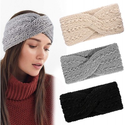 Cold Weather Headbands Knitted Headbands Winter Warm Ear Warmers Chunky Twist Crochet Head Wraps for Women - CB18Y2IZKD4 $8.15