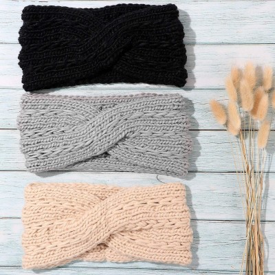 Cold Weather Headbands Knitted Headbands Winter Warm Ear Warmers Chunky Twist Crochet Head Wraps for Women - CB18Y2IZKD4 $8.15
