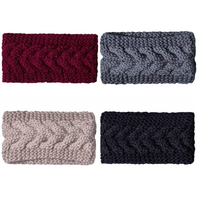 Cold Weather Headbands 4 Pcs Warm Winter Headband for Women Cable Crochet Turban Ear Warmer Headband Gifts - 03-4 Pack Winter...