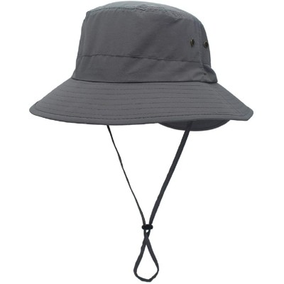 Sun Hats Women Lightweight Safari Sun Hat Quick Dry Fishing Hat with Strap Cool - Dark Grey - CL18G0SY9LI $11.48