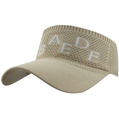 Visors Womens Summer Quick-Dry Mesh Empty Top Golf Stretchy Sun Baseball Visor Hat Cap - Letters Beige - C218RUR2XRG $19.54
