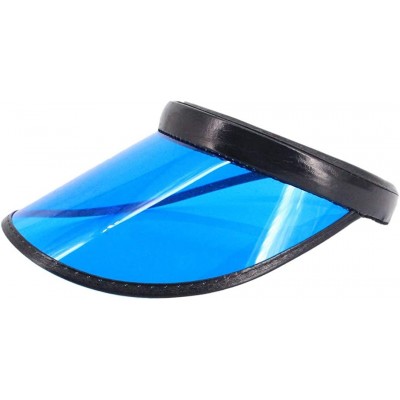 Visors Women Sun Visors Hologram Wide Brim Thicker Sweatband UV Protective Sportswear Visors Sunhat - Blue - C318RKXAHX4 $10.30