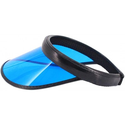 Visors Women Sun Visors Hologram Wide Brim Thicker Sweatband UV Protective Sportswear Visors Sunhat - Blue - C318RKXAHX4 $26.19