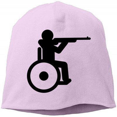Skullies & Beanies Mens' Warm Beanie Cap Cool Knitted Cap Wheelchair Shooting - Pink - CS18H55Z5I9 $28.94