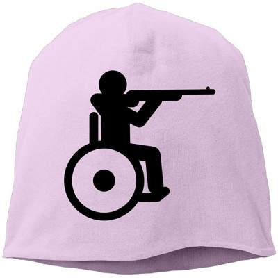 Skullies & Beanies Mens' Warm Beanie Cap Cool Knitted Cap Wheelchair Shooting - Pink - CS18H55Z5I9 $16.21