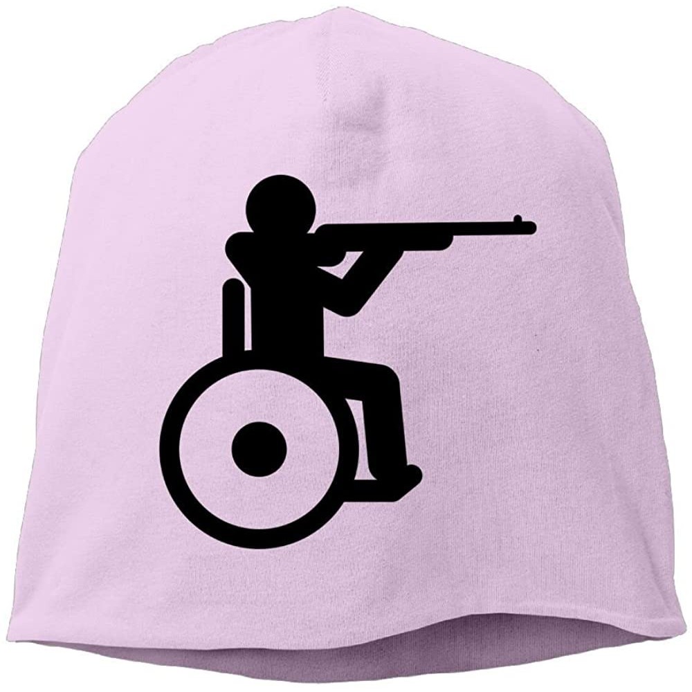 Skullies & Beanies Mens' Warm Beanie Cap Cool Knitted Cap Wheelchair Shooting - Pink - CS18H55Z5I9 $16.21