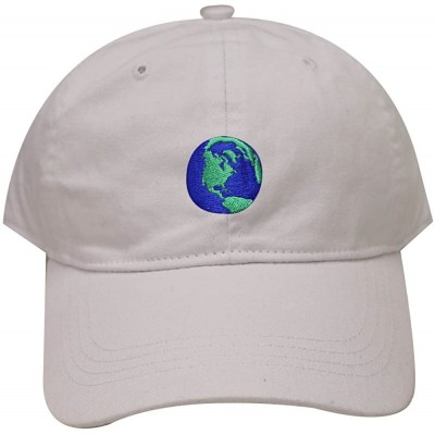 Baseball Caps Earth Cotton Baseball Dad Cap - White - C017YQRD6MC $9.51