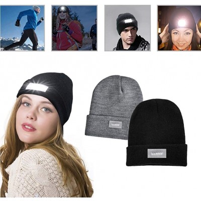 Skullies & Beanies Unisex LED Beanie Hats-Winter Lighted Hats with Replaceable Batteries - Black - CZ18X7EOXTS $7.67