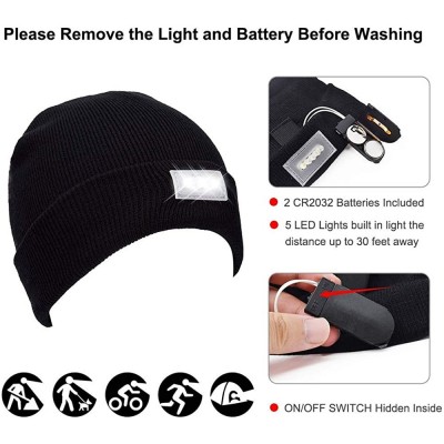 Skullies & Beanies Unisex LED Beanie Hats-Winter Lighted Hats with Replaceable Batteries - Black - CZ18X7EOXTS $7.67