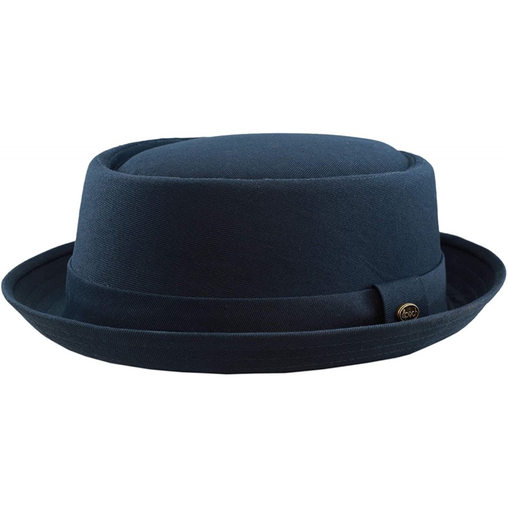 Fedoras 100% Cotton Paisley Lining Premium Quality Porkpie Hat - Navy - CD1956YSERG $17.59