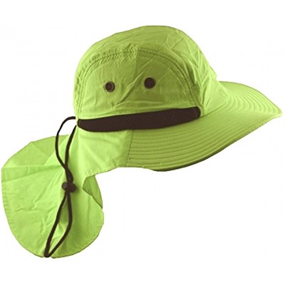 Sun Hats 4 Panel Large Bill Soft Bucket w/ Neck Flap Hat Sun Cap - Neon Green - CO17Z2X0SSZ $19.89