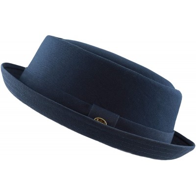 Fedoras 100% Cotton Paisley Lining Premium Quality Porkpie Hat - Navy - CD1956YSERG $17.59