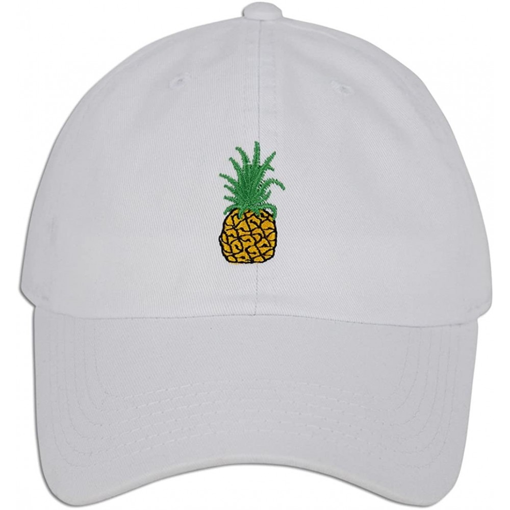 Baseball Caps Pineapple Embroidery Dad Hat Baseball Cap Polo Style Unconstructed - White - CI182WTRM7M $9.36