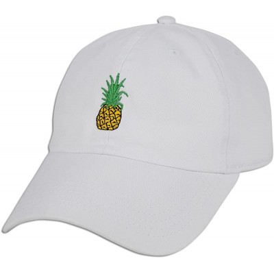 Baseball Caps Pineapple Embroidery Dad Hat Baseball Cap Polo Style Unconstructed - White - CI182WTRM7M $9.36